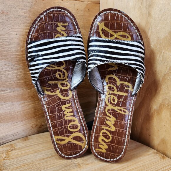 Sam Edelman Reid Zebra Stripe Cork Platform Wedge Sandals Size 5 - Picture 6 of 9